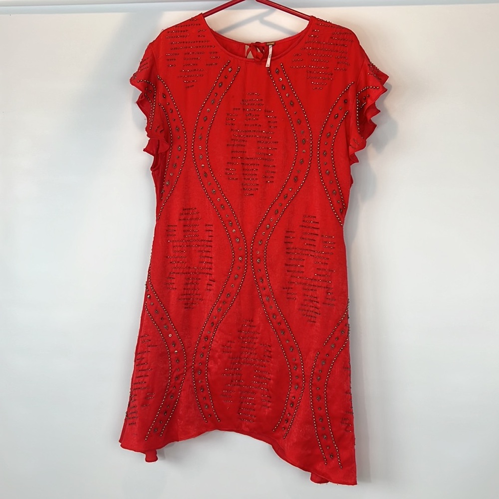 Free People Red Midi Dress Sz SP